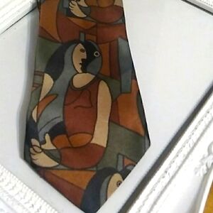 Mercedes Vintage Picasso Style Faces Hand Made Tie